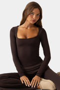 Chic Soft Active Long-Sleeve Top in Espresso