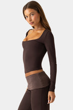 Chic Soft Active Long-Sleeve Top in Espresso