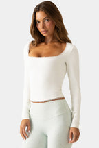 Chic Soft Active Long-Sleeve Top in Vanilla