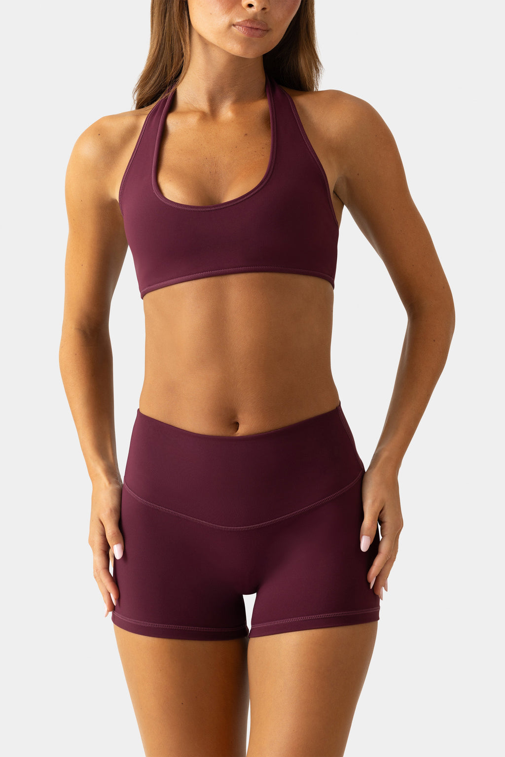 Chic Soft Active Mini Shorts in Plum
