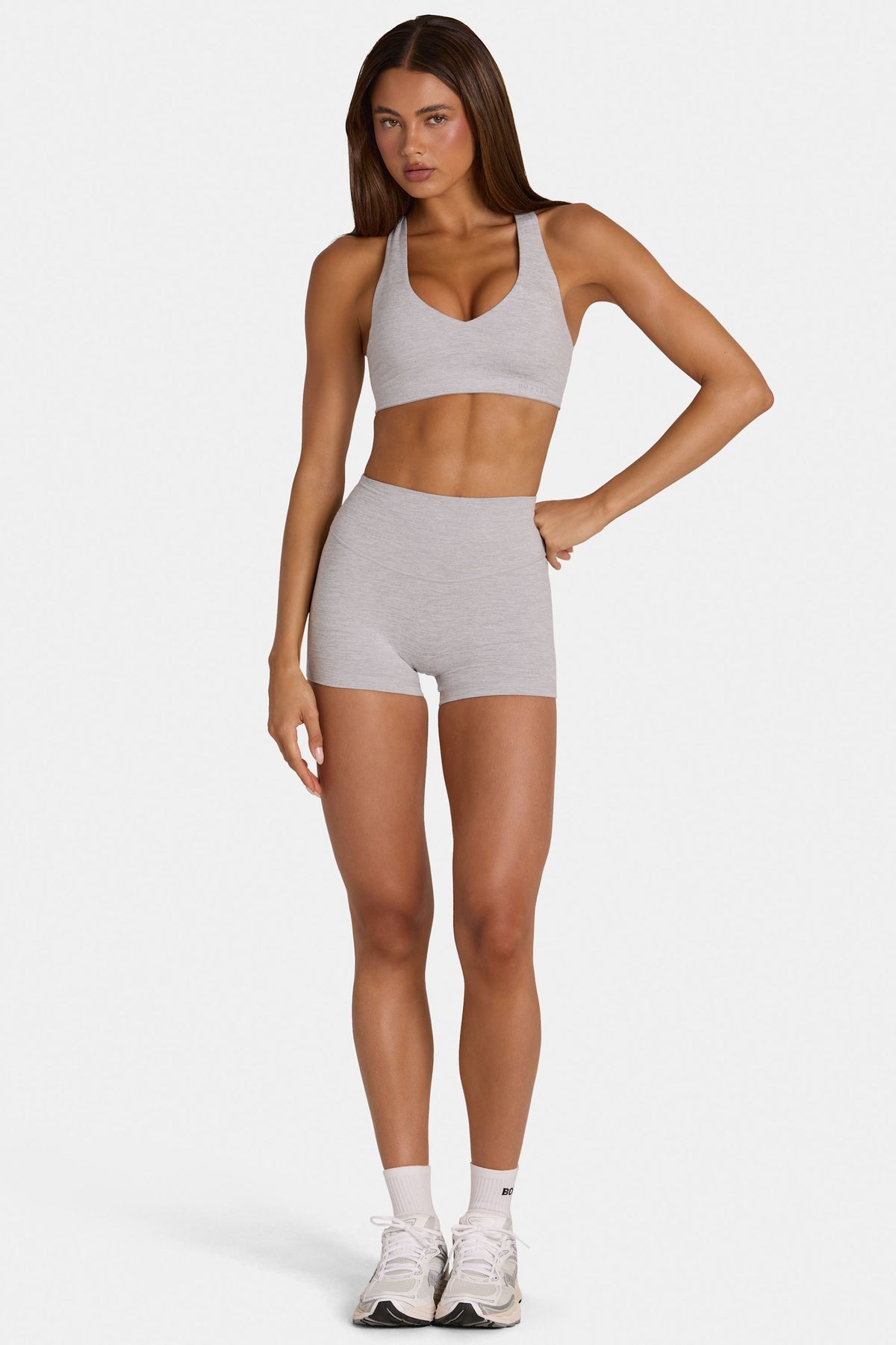 Chic Soft Active Mini Shorts in Grey Marl