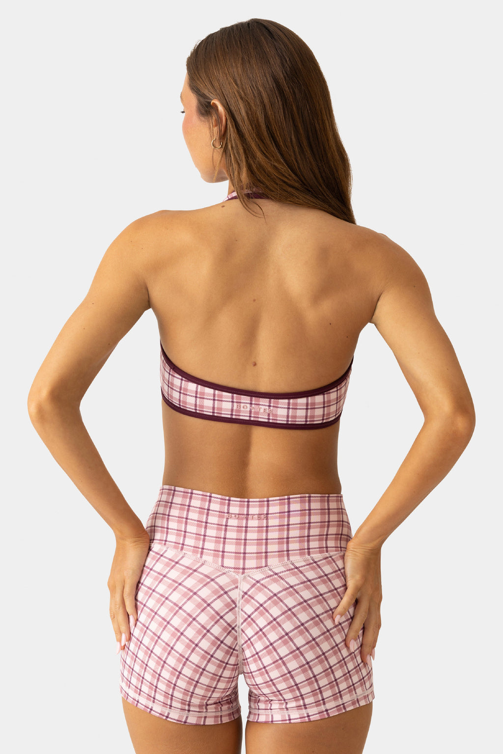 Chic Soft Active Mini Shorts in Berry Plaid