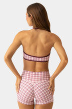 Chic Soft Active Mini Shorts in Berry Plaid