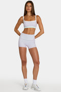 Chic Soft Active Mini Shorts in Multi Stripe