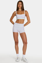 Chic Soft Active Mini Shorts in Multi Stripe