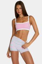 Chic Soft Active Mini Shorts in Multi Stripe