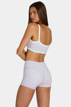 Chic Soft Active Mini Shorts in Multi Stripe