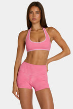 Chic Soft Active Mini Shorts in Pink Stripe