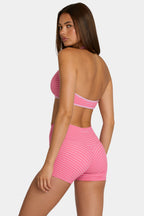 Chic Soft Active Mini Shorts in Pink Stripe