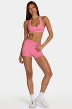 Chic Soft Active Mini Shorts in Pink Stripe