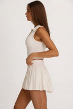 Chic Soft Active Polo Crop Top in Coconut