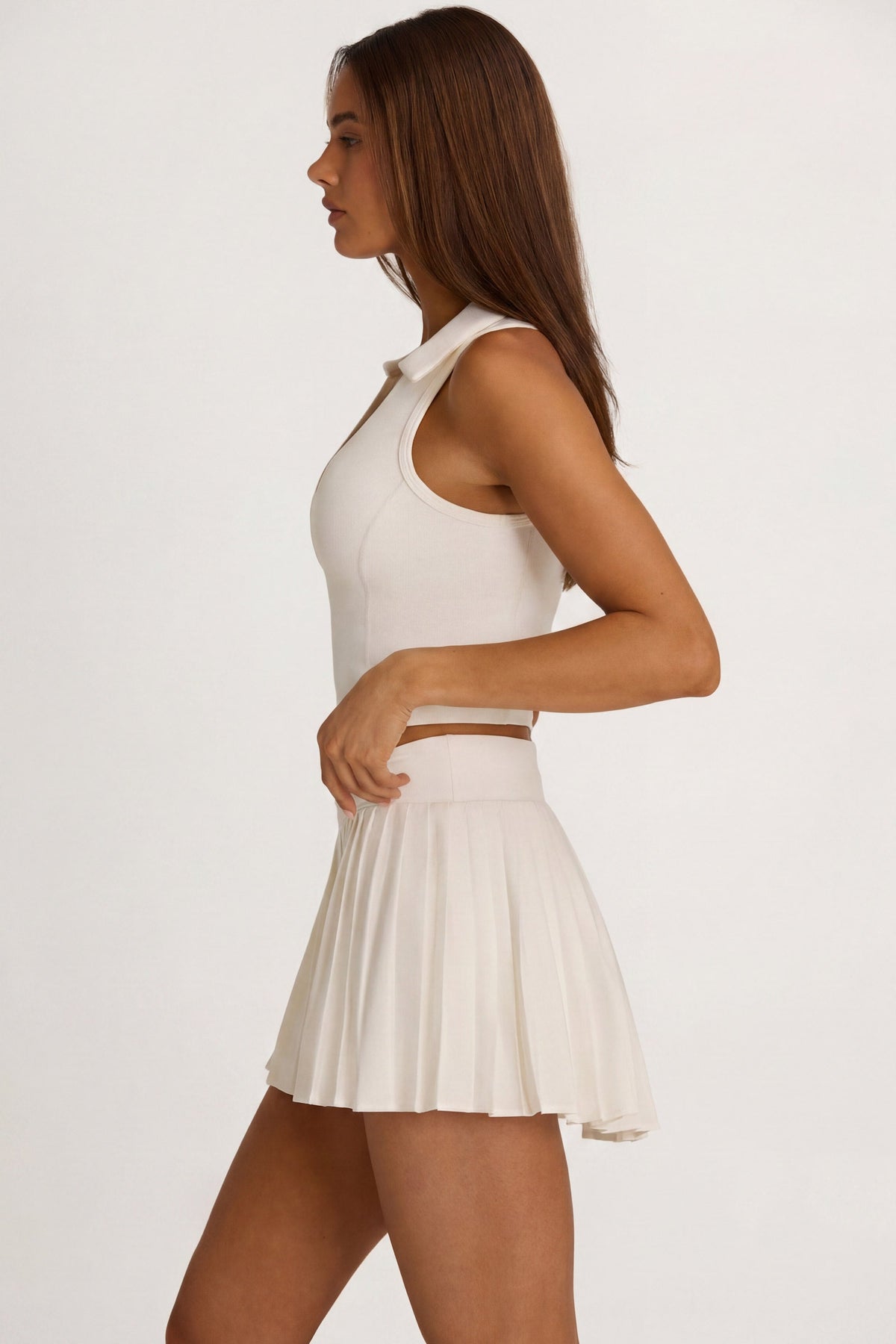 Chic Soft Active Polo Crop Top in Coconut