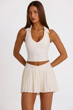 Chic Soft Active Polo Crop Top in Coconut