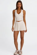 Chic Soft Active Crossover Pleated Mini Skort in Coconut