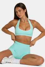 Chic Soft Active Reversible Sports Bra in Aqua Stripe