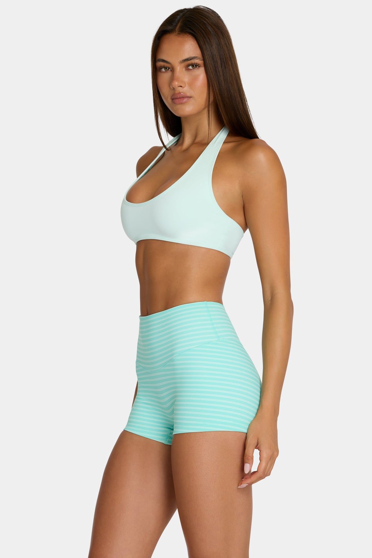 Chic Soft Active Reversible Sports Bra in Aqua Stripe