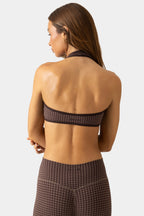 Chic Soft Active Reversible Sports Bra in Espresso Gingham