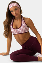 Chic Soft Active Reversible Sports Bra in Berry Plaid