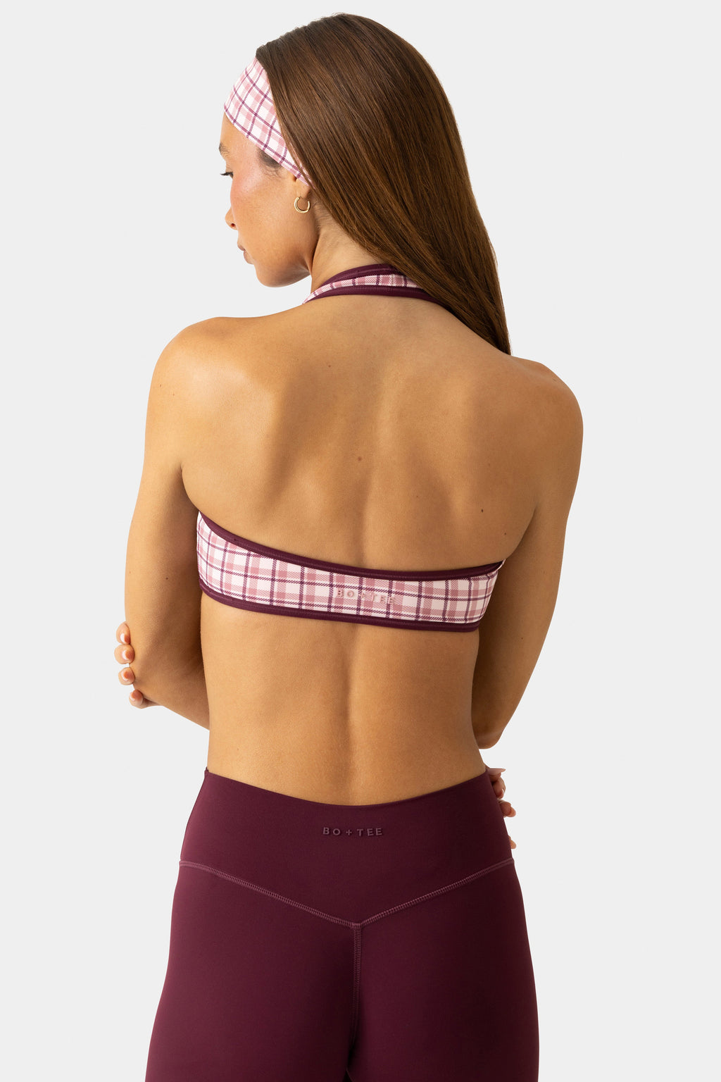 Chic Soft Active Reversible Sports Bra in Berry Plaid