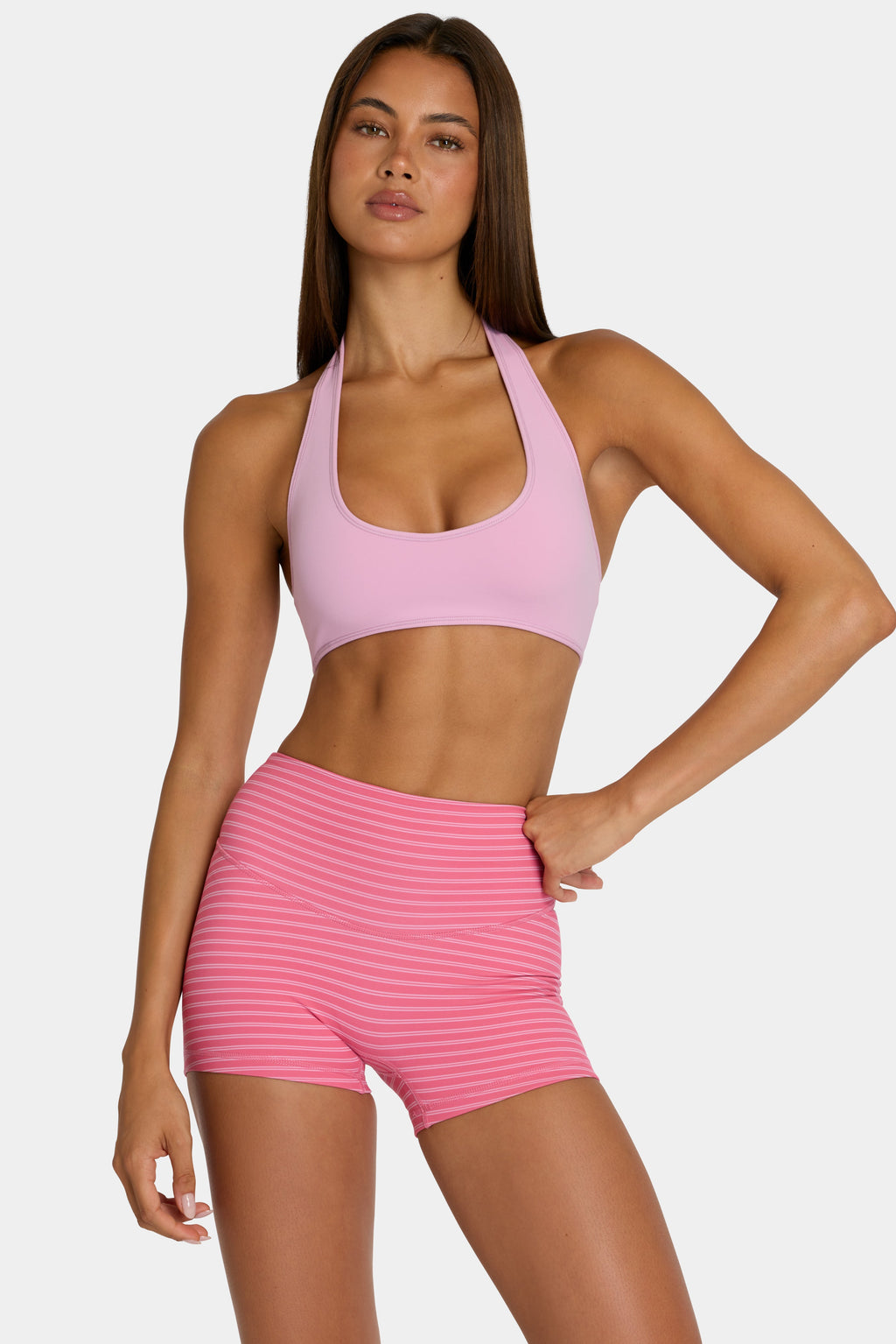 Chic Soft Active Reversible Sports Bra in Pink Stripe