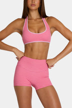 Chic Soft Active Reversible Sports Bra in Pink Stripe