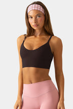 Chic Soft Active Scoop-Neck Sports Bra in Espresso