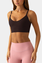 Chic Soft Active Scoop-Neck Sports Bra in Espresso