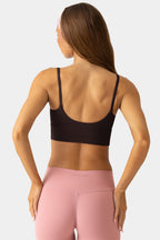Chic Soft Active Scoop-Neck Sports Bra in Espresso
