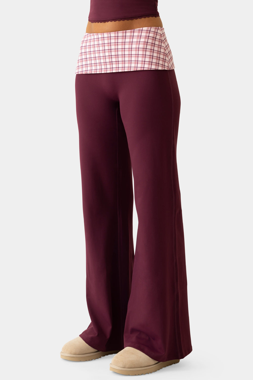 Chic Soft Active Wide-Leg Trousers in Plum