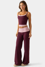 Chic Soft Active Wide-Leg Trousers in Plum