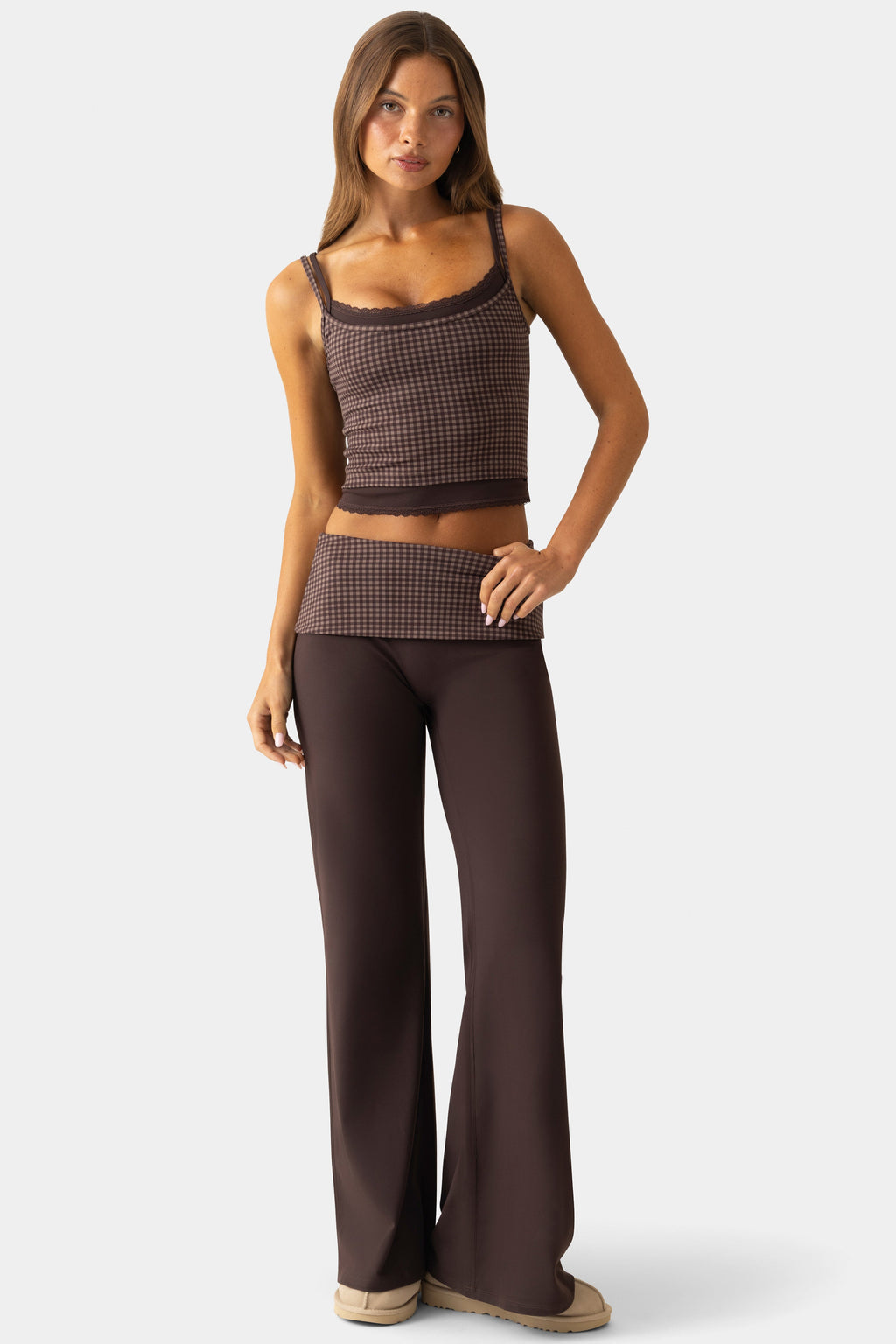Chic Soft Active Wide-Leg Trousers in Espresso