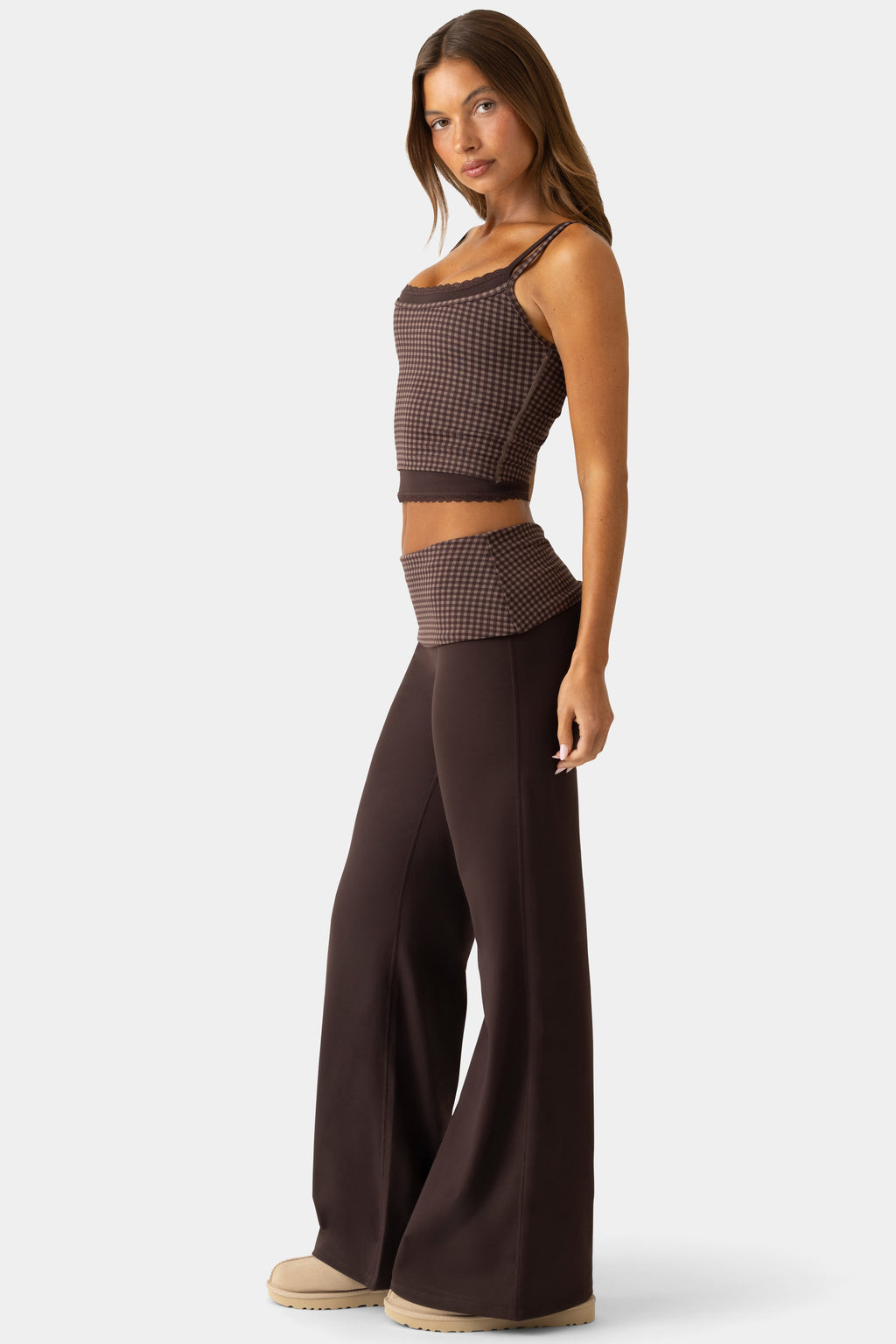 Chic Soft Active Wide-Leg Trousers in Espresso