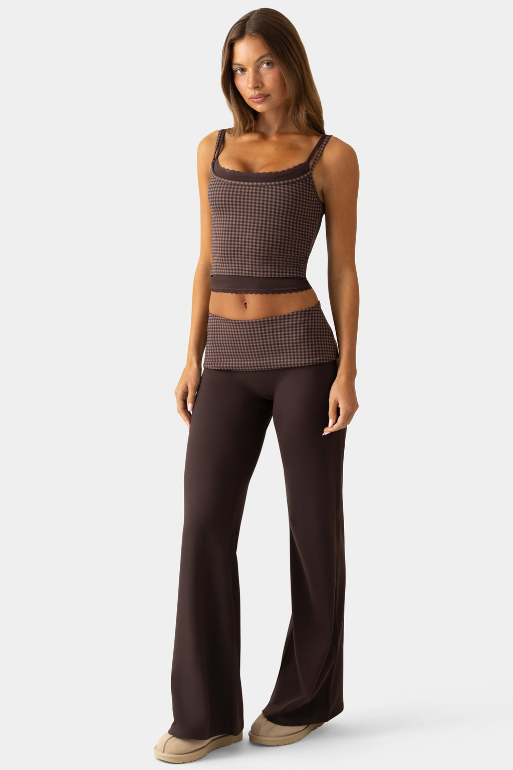Chic Soft Active Wide-Leg Trousers in Espresso