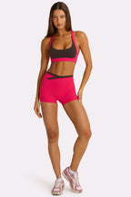 Chic Soft Active Wrap Waist Shorts in Hot Pink