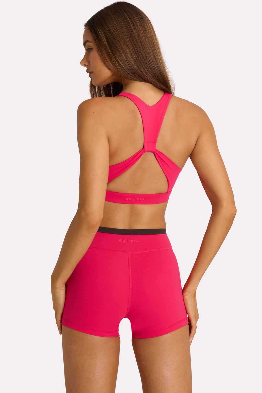 Chic Soft Active Wrap Waist Shorts in Hot Pink