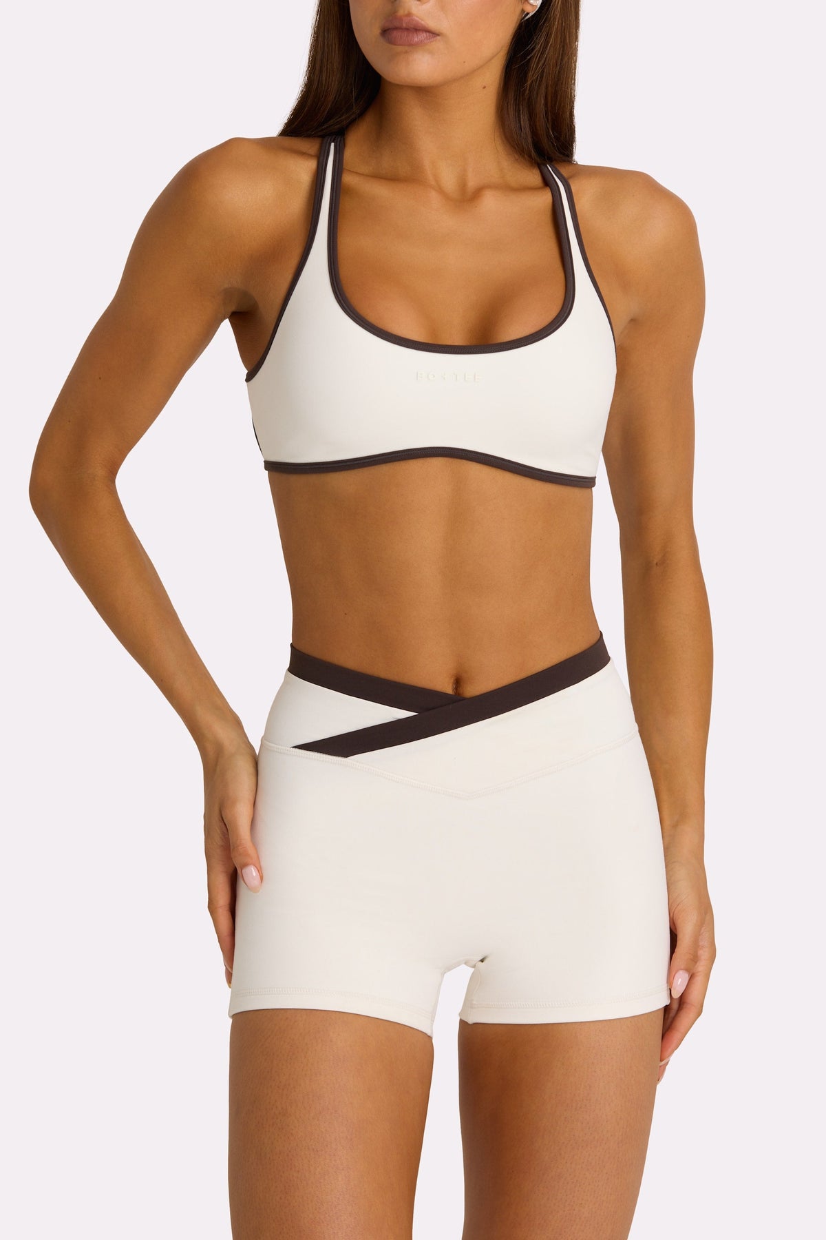 Chic Soft Active Wrap Waist Shorts in Coconut