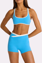 Chic Soft Active Wrap Waist Shorts in Electric Blue