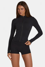 Chic Soft Active Zip-Up Jacket in Black