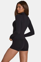 Chic Soft Active Zip-Up Jacket in Black