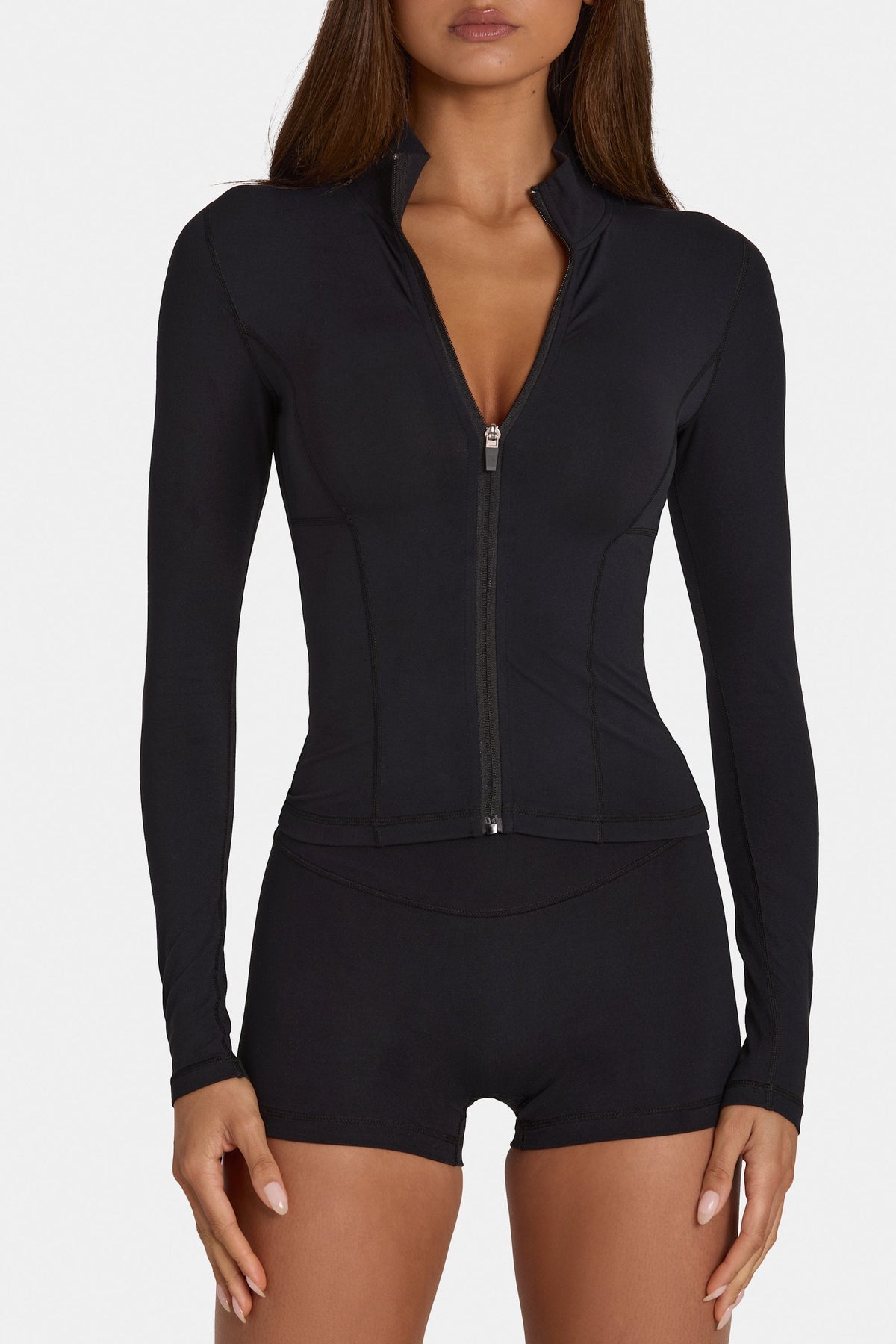 Chic Soft Active Zip-Up Jacket in Black