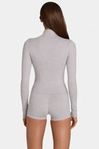 Chic Soft Active Zip-Up Jacket in Grey Marl