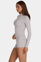 Chic Soft Active Zip-Up Jacket in Grey Marl