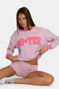 Chic Brushed Jersey Crewneck Sweatshirt in Multi Stripe