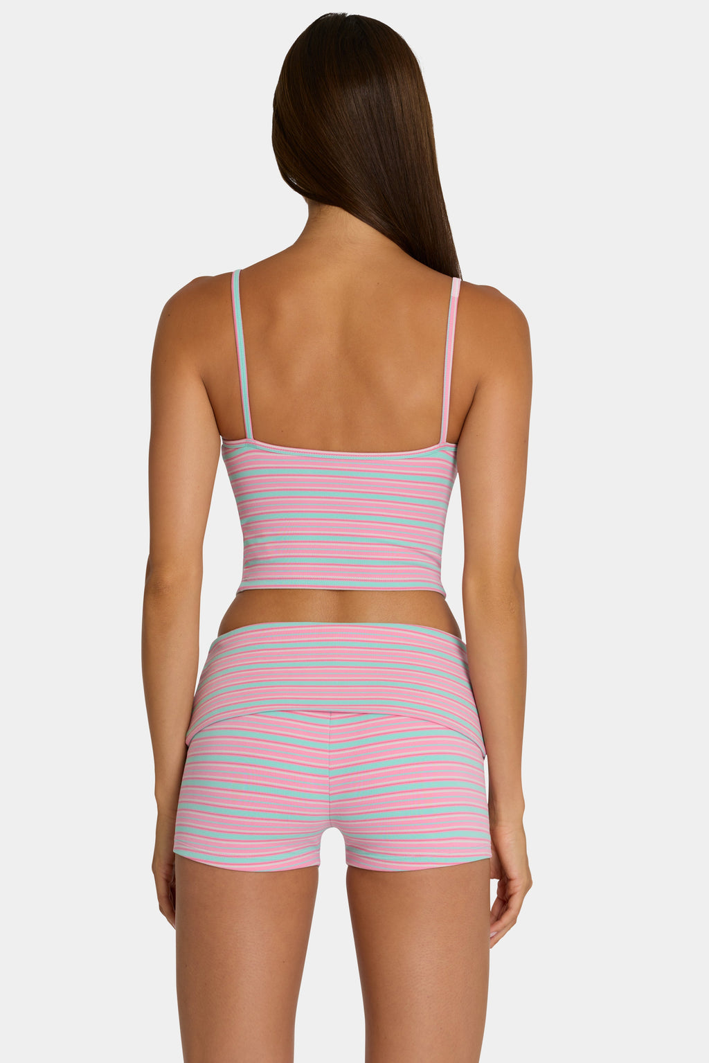 Chic Brushed Jersey Tank Top in Multi Stripe