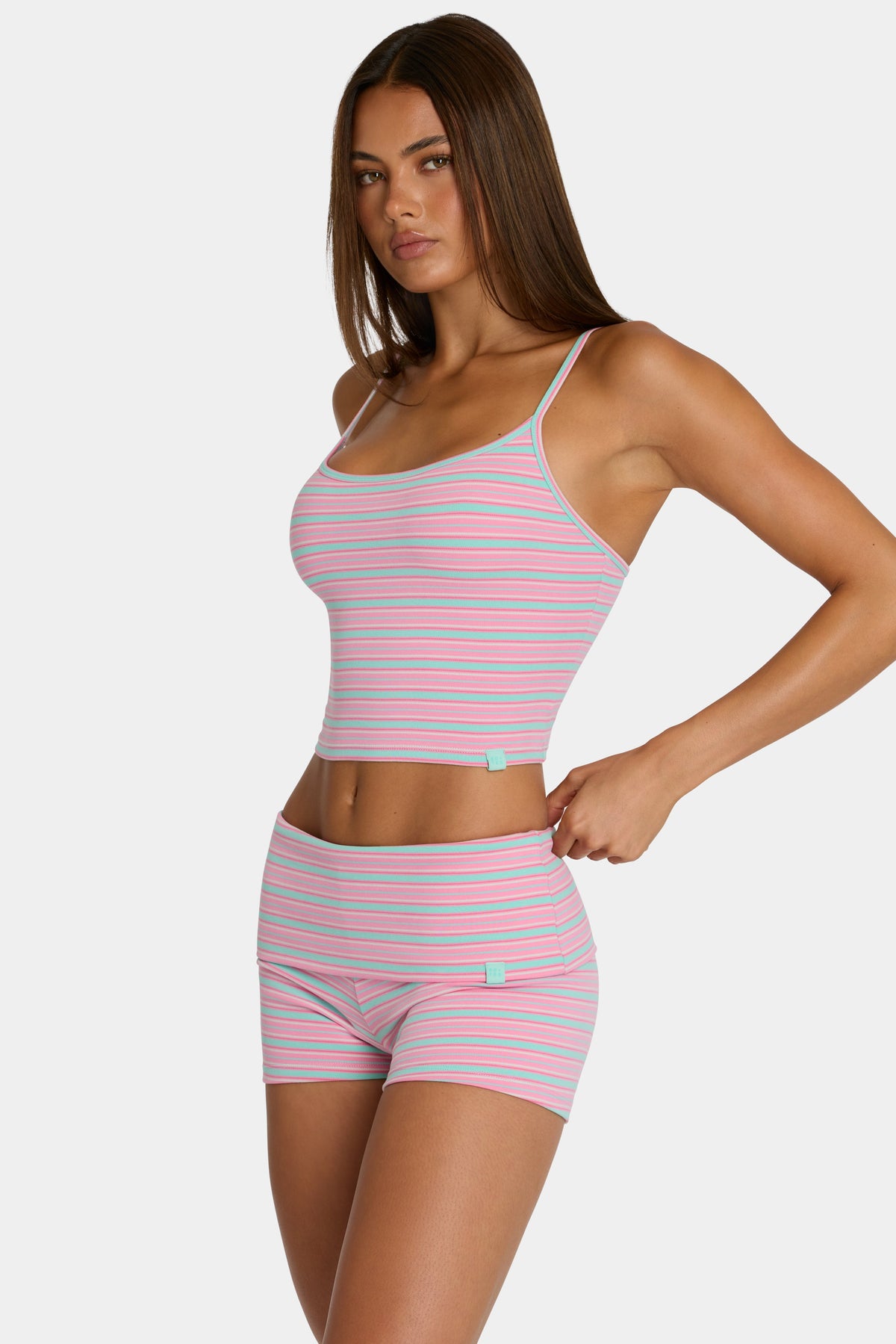 Chic Brushed Jersey Tank Top in Multi Stripe