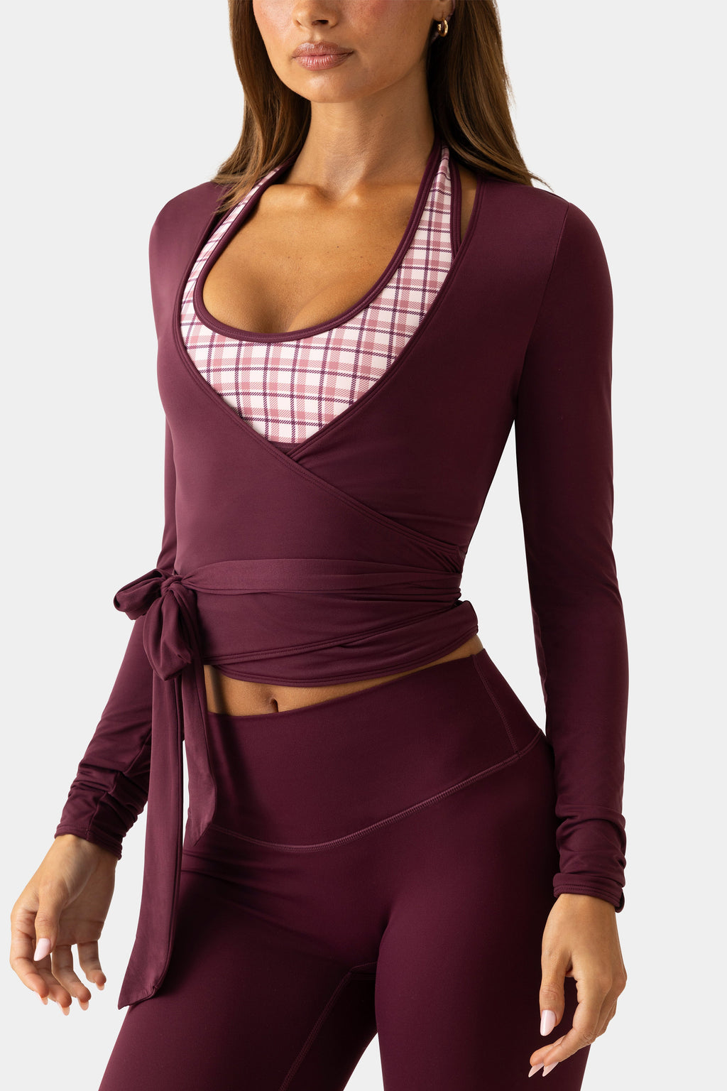 Chic Soft Jersey Wrap Top in Plum