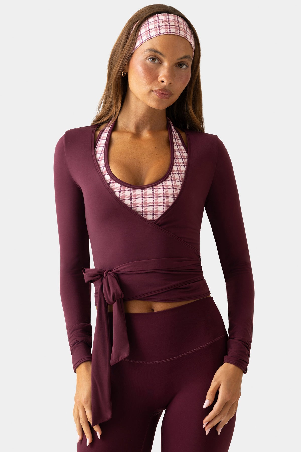 Chic Soft Jersey Wrap Top in Plum