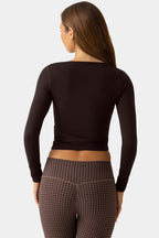 Chic Soft Jersey Wrap Top in Espresso