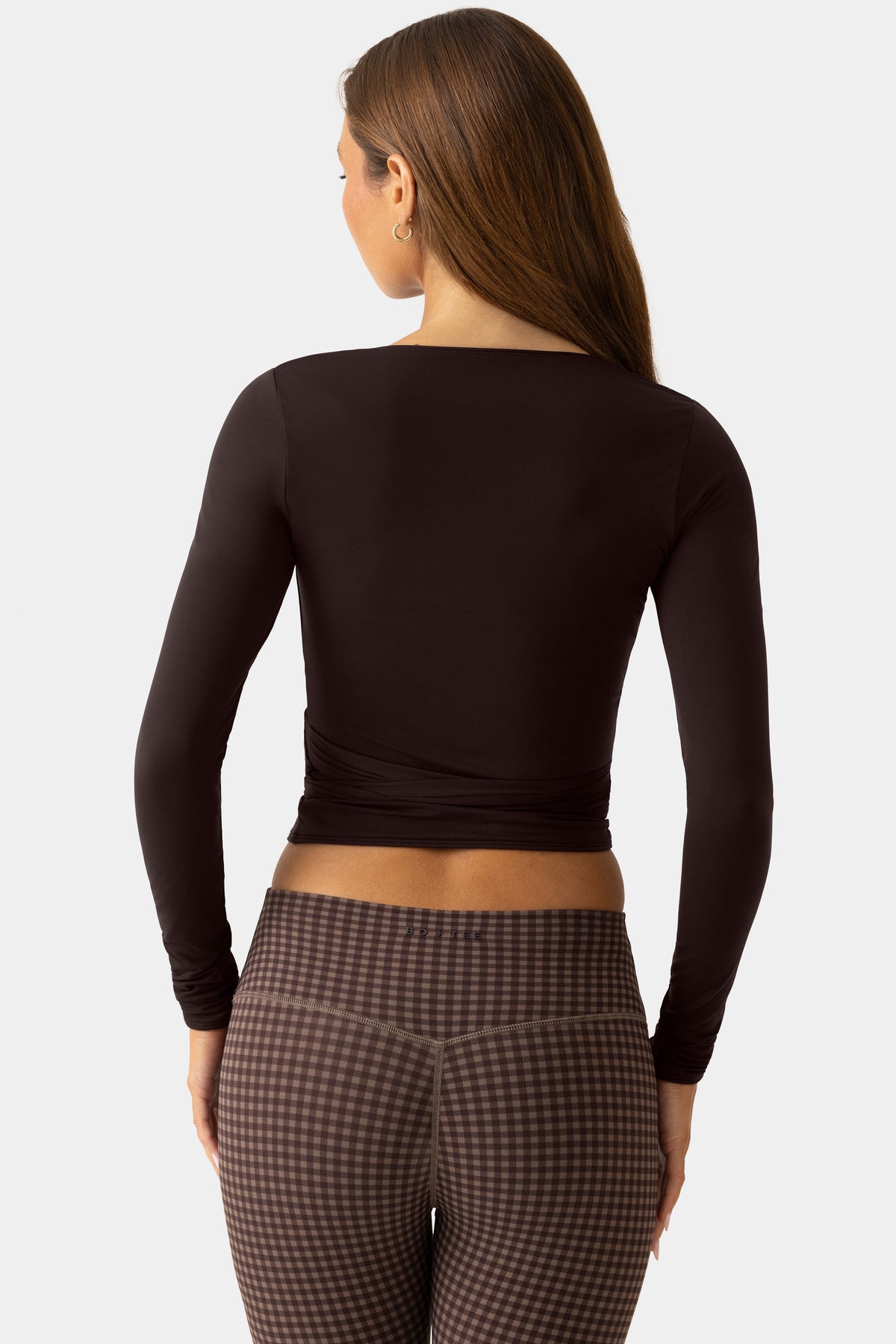 Chic Soft Jersey Wrap Top in Espresso