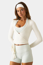 Chic Soft Jersey Wrap Top in Vanilla